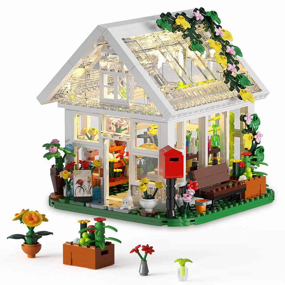 Flower House Building Set Compatible with Lego Flower Friends House Warmth Architecture Brick Model Toy Girls Valentine\'s Gift