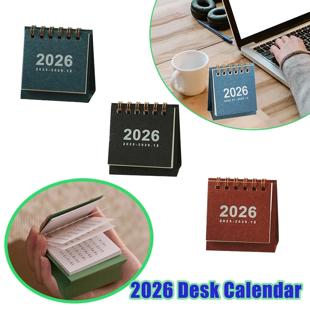 

2026 /2025 Mini Desktop Calendar Vintage Style Vintage Check In Calendar Lunar Dates Small Decorative Office Desk Ornament Gift