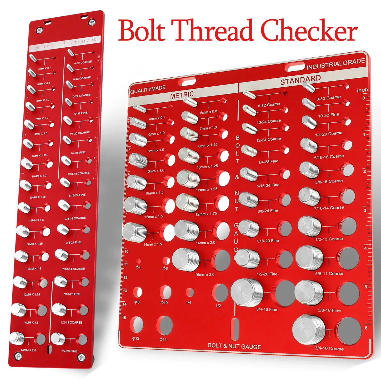 Bolt Thread Checker Portable Nut And Drill Bit Thread Checker Screws Measuring Imperials Tool ,Standard Metric Imperials Female