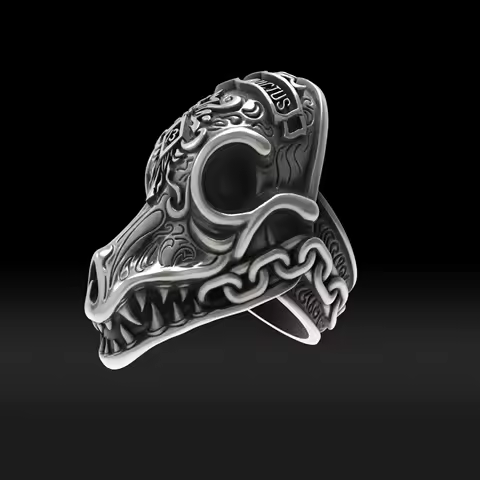 The Middle Ancient Times Style Silver Color Mysterious Ethnic Totem Crow Head Dinosaur Ring UNISEX Mysterious Domineering Ring