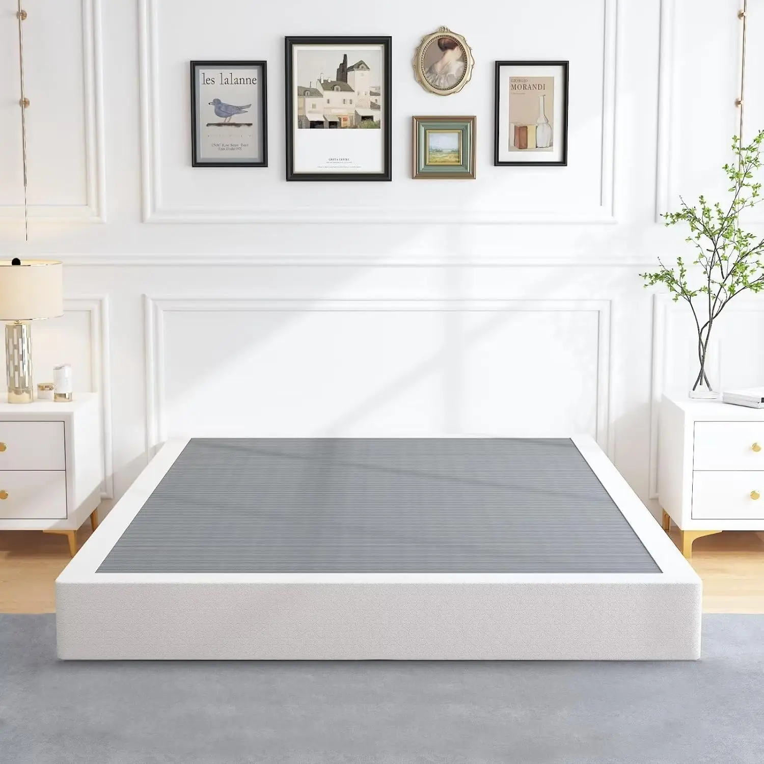 

Box Springs King Size 9 Inch, Heavy Duty Metal Frame Mattress Foundation with Easy Clean Cover, Noise Free, Easy Assembly
