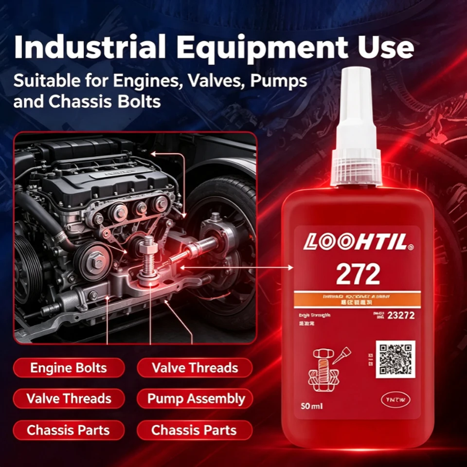 Loctite 272 Threadlocker Screw Glue Quick Curing Thread Locking Agent Anaerobic Adhesive Corrosion Resistant Anti-Losening for I