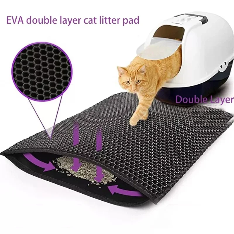 

Cat Litter Mat With Gift Double Layer Waterproof Pet Litter Box Mat Non-slip Sand Cat Pad Washable Bed Mat Clean Pad Products
