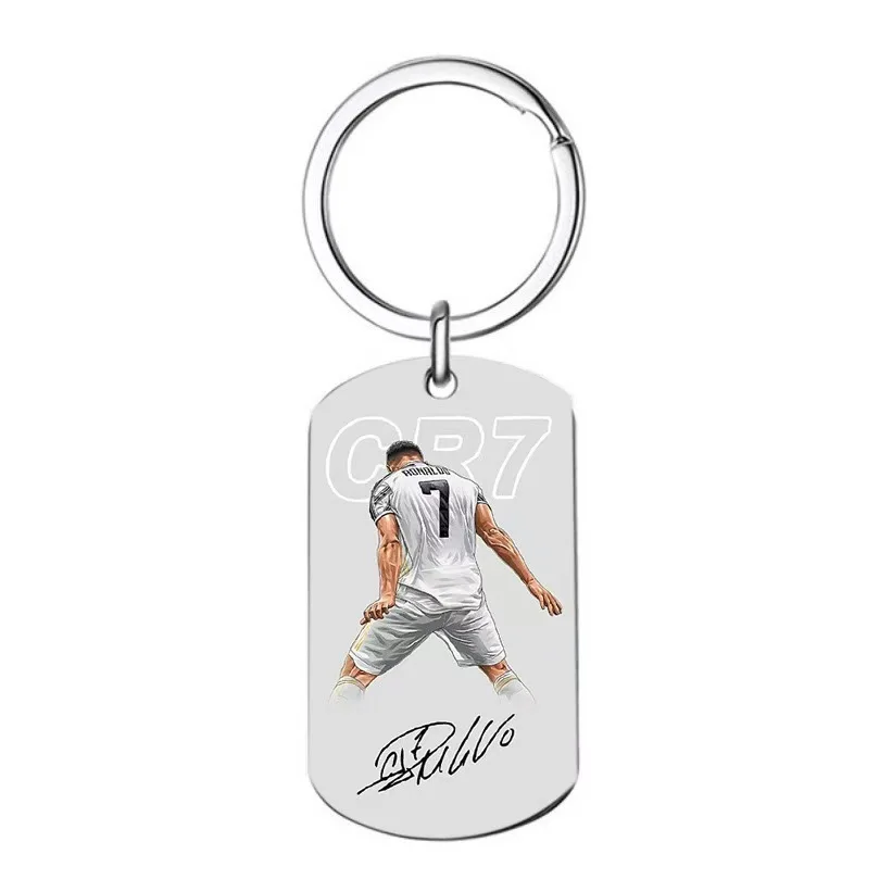 هدية كرة القدم CR7 للرجال، سلسلة مفاتيح من سبائك الزنك رقم 7، تذكار على قلادة سيارة لمحبي كرة القدم #4
