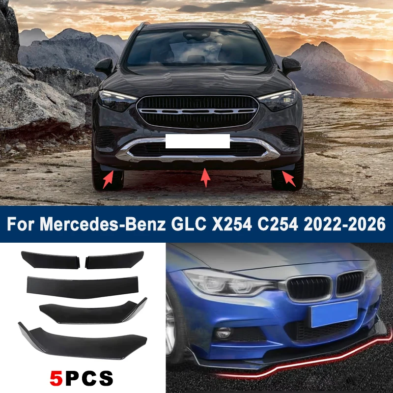 

Adjustable 5Pcs Sectional Front Spoiler Lip For Mercedes-Benz GLC X254 C254 2022-2026 Front Bumper Splitter Sport Body Kit