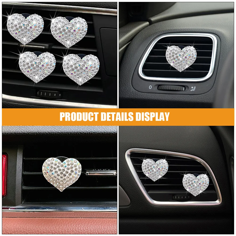 

2pcs Heart-Shaped Car Air Freshener Clip Aroma Diffuser Vent Decor Automotive Interior Decoration Cute Car Outlet Clips