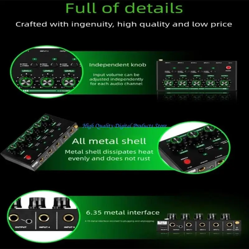 

U2JE Versatiled 4 Input Sound Mixer Easy Volumes Control Perfect In Small Studios
