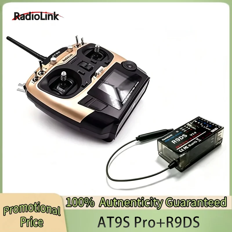 Radiolink AT9S Pro Left Hand 12 Channels 2.4G 7.4~18.0V DSSS FHSS Radio Transmitter with R9DS Receiver for Car Boats Drone