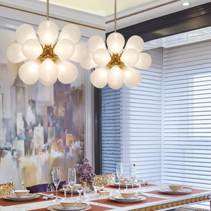 New Children's House Bedroom Designer Glass Chandelier Modern Minimally Living Room Restaurant Pendant Lamp Home Decor LED Light
