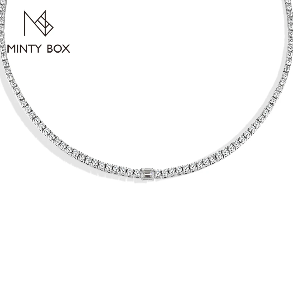 

Ожерелья MINTYBOX D VVS1 с теннисными бриллиантами из муассанита, серебро S925, 45 см, ювелирные изделия с выращенными в лаборатории бриллиантами для женщин, минималистичные свадебные подарки