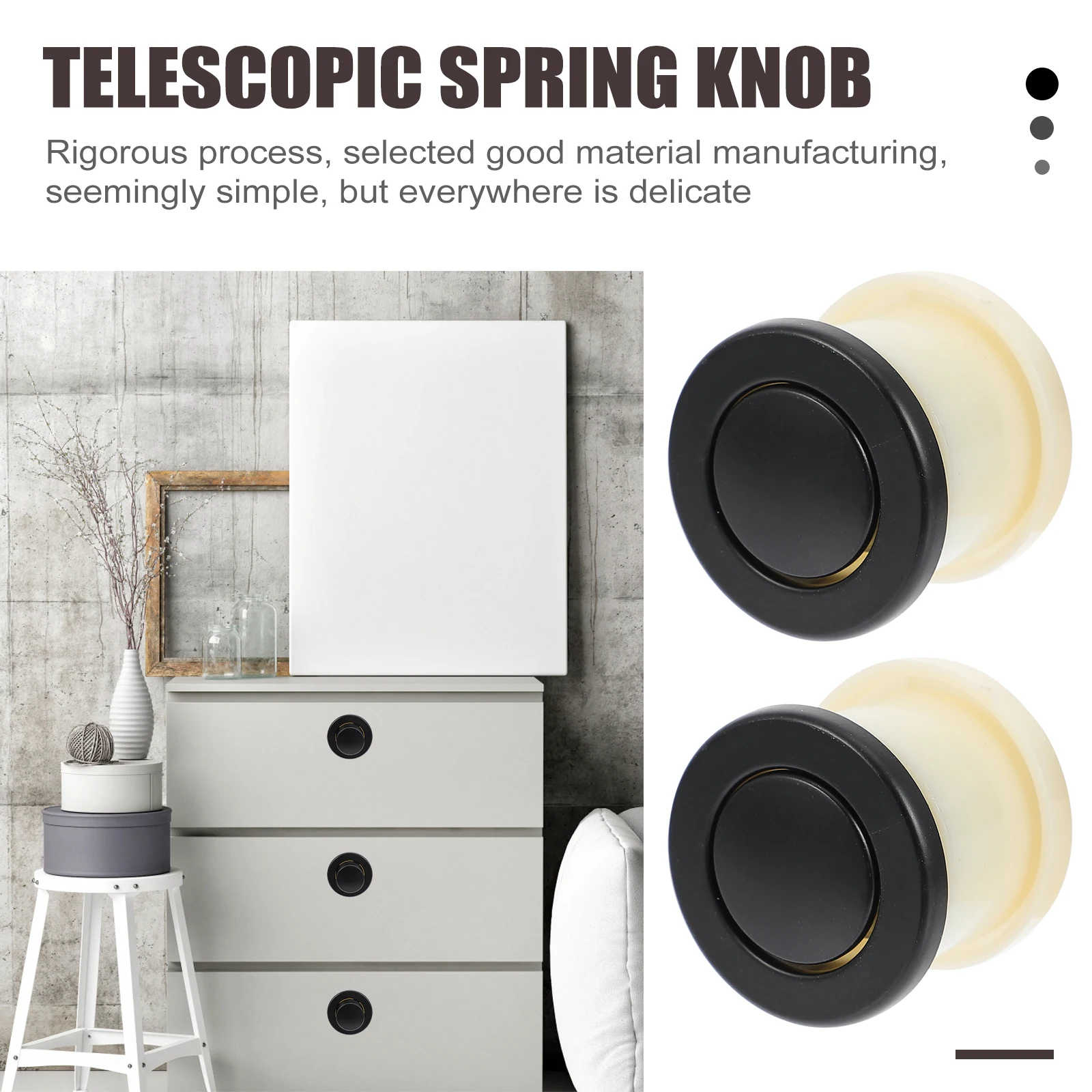 

2pcs Bouncing Handle Retractable Cabinet Knob Pulls Hidden Handles for Cabinets Drawers Telescopic Spring Knob Embedded