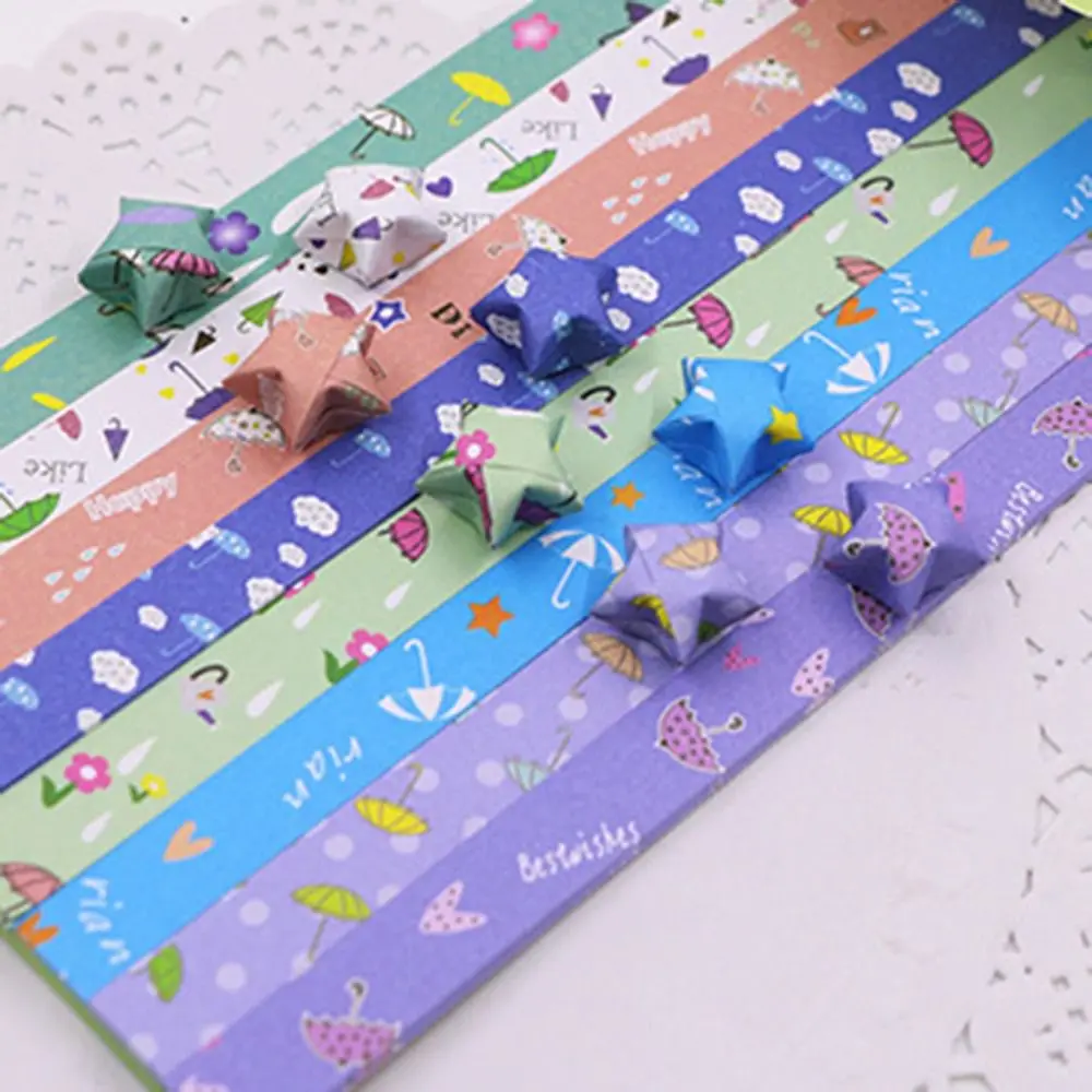 Single Sided Star Origami Paper DIY Cartoon Art Craft Scrapbooking Lucky Star Colorful Star Paper Strip Kids Gift