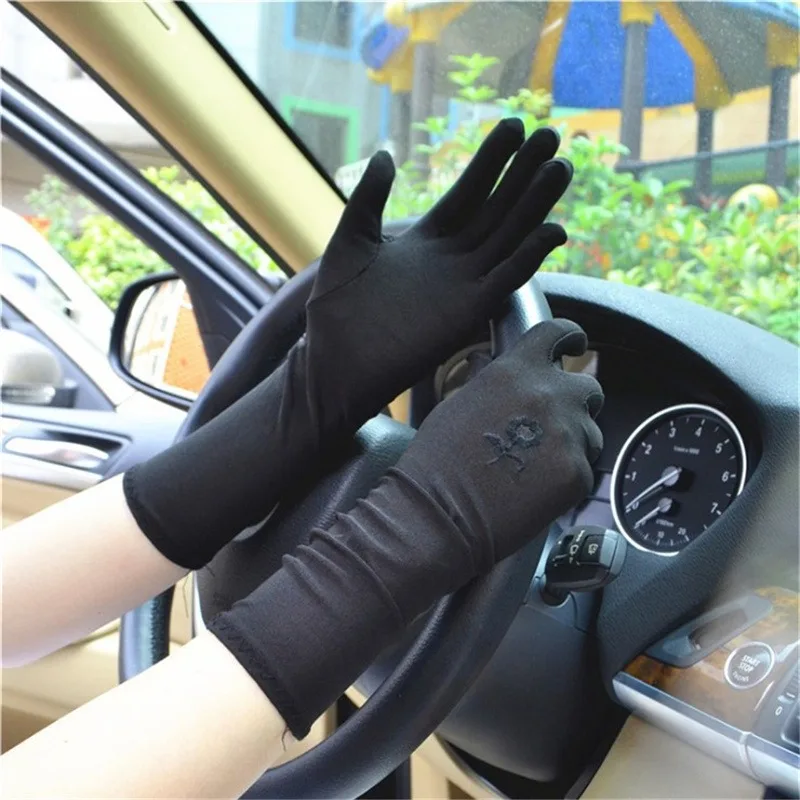 Women Mid-long Sunscreen Gloves Summer Spring Lady Stretch Anti UV Slip Resistant Thin Driving Glove Breathable