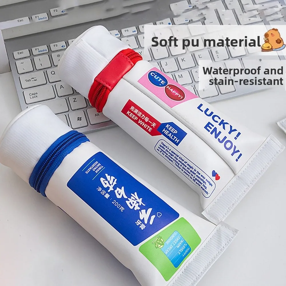 Capybara Toothpaste Pen Bag Large Capacity Simulation Toothpaste Stationery Bag Cute Cartoon Toothpaste Pencil Case Kids