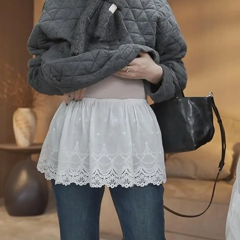 

39BC Adjustable Layering Fake Top Lower Skirt Short High Waist Skirt Extender