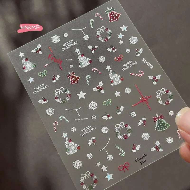 1 قطعة عيد الميلاد مسمار الفن ملصقات البرنز الثلج لطيف الكرتون سانتا كلوز وشجرة عيد الميلاد مانيكير الشارات DIY لقضاء عطلة #5