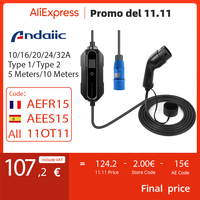 Mobile EV Charger Wallbox 32A Fast Type1  Type 2 CEE 3 Pins for Electric Car EVSE Cargador Auto Electrico
