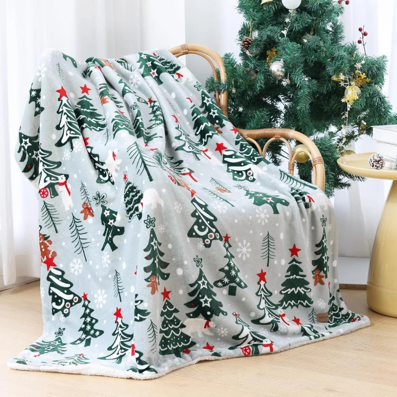 Christmas blanket comfortable soft flannel winter warm plush decoration sofa holiday cottage blanket