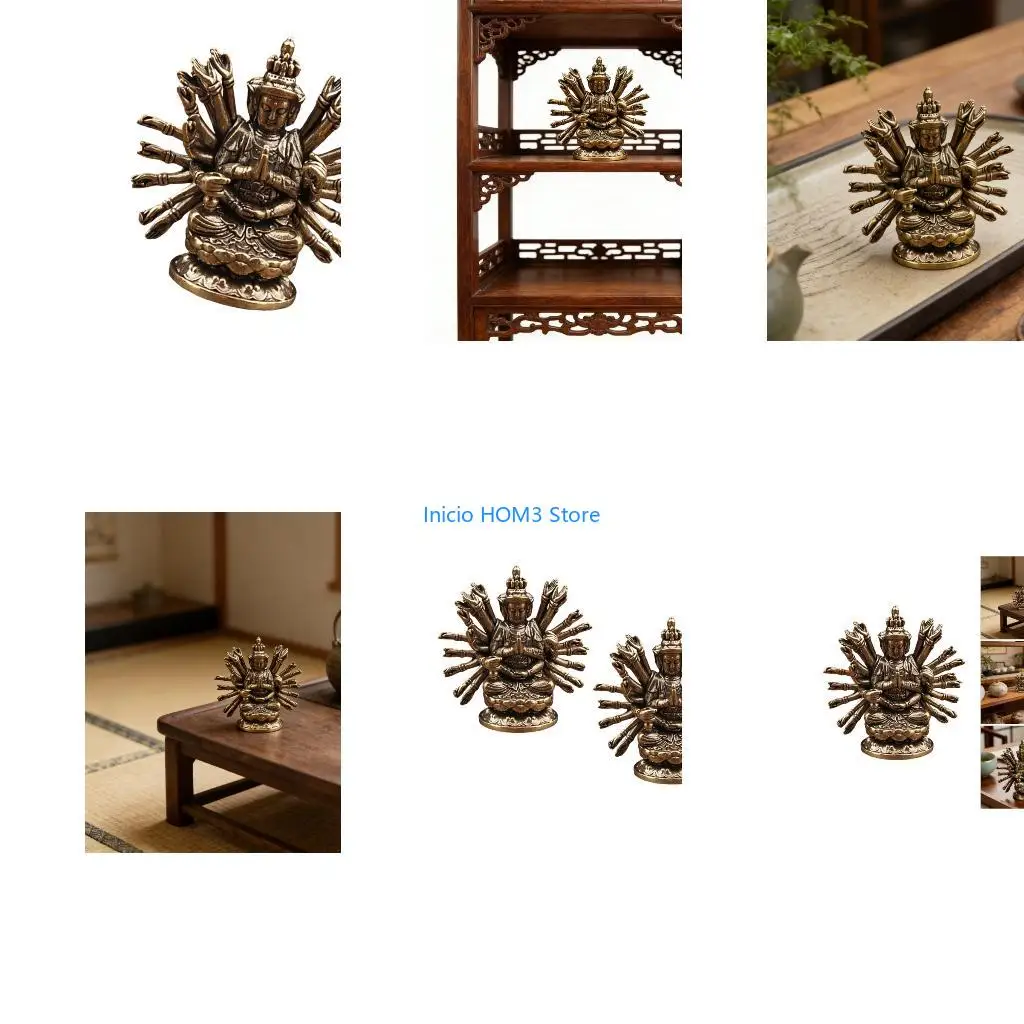 A5YD Traditional Chinese Thousand Hand Guanyin Bodhisattva Brasses Statue Spiritual Art Piece For Mindful Decorating Ornament