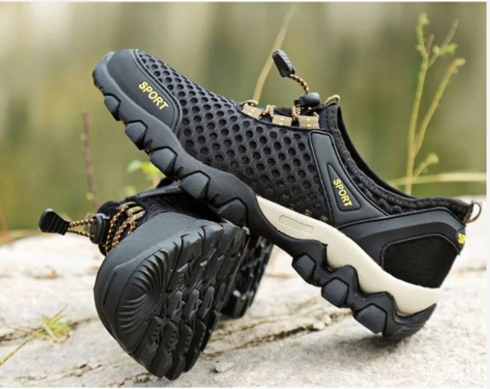 Zapatillas de deporte informales para hombre, zapatos de senderismo con plataforma de malla transpirable, ligeros e impermeables, para caminar al aire libre, novedad de primavera, 2024