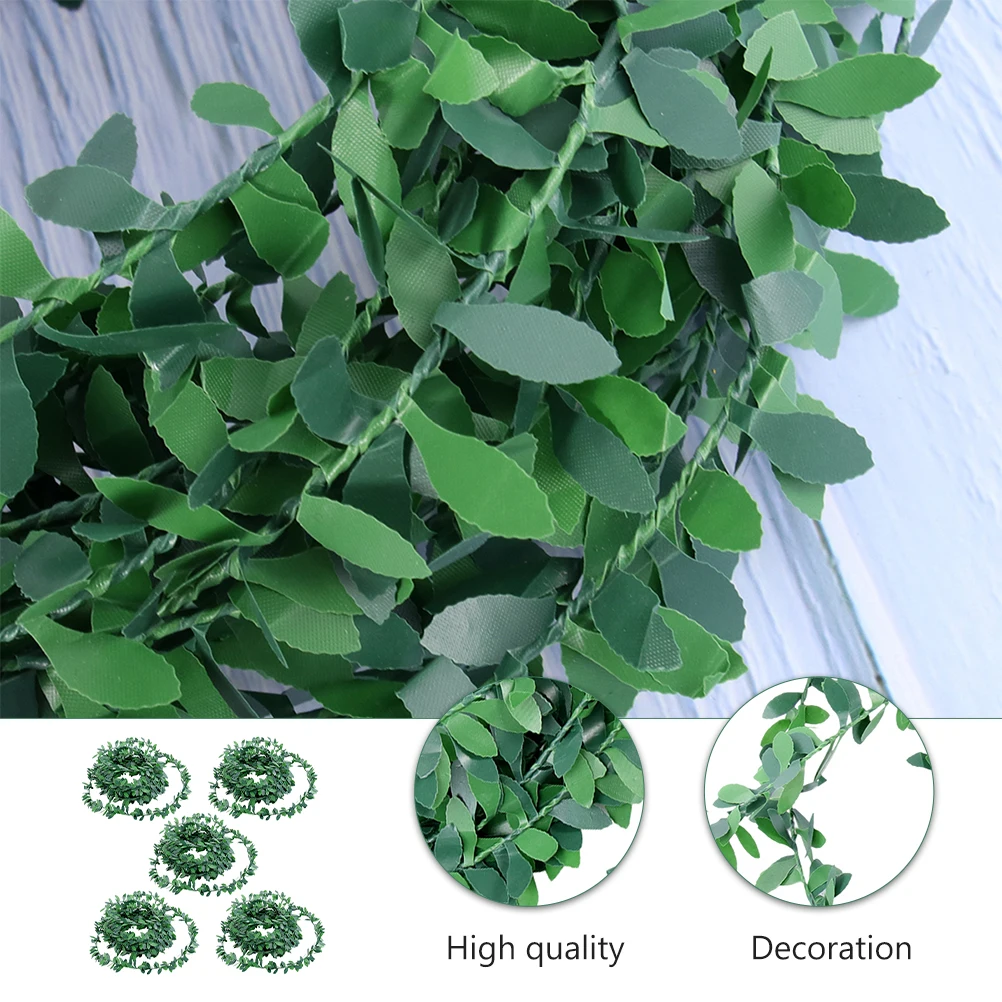 

5 Pcs Vine Green Leaves for Indoor Outdoor Decor Lightweight Long Artificial Vine LastingPlant