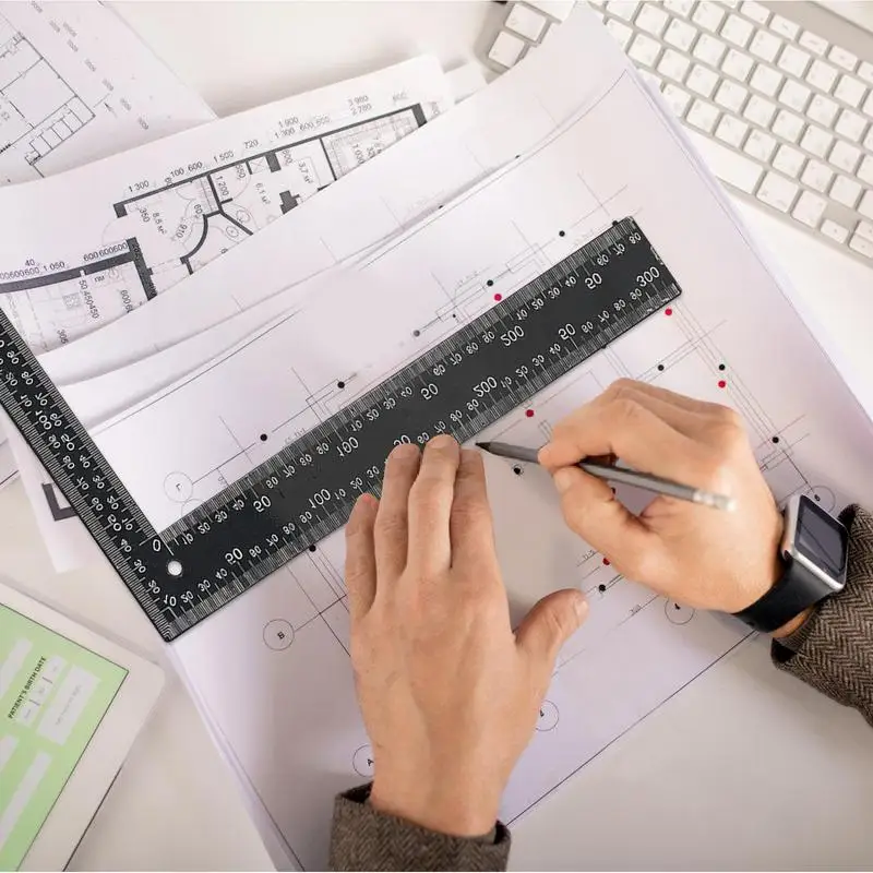 Right Angle Ruler Sewing Rulers Metal L Ruler For Carpenter Framing Handmade Sewing Measuring Layout Tools Leathercraft Black