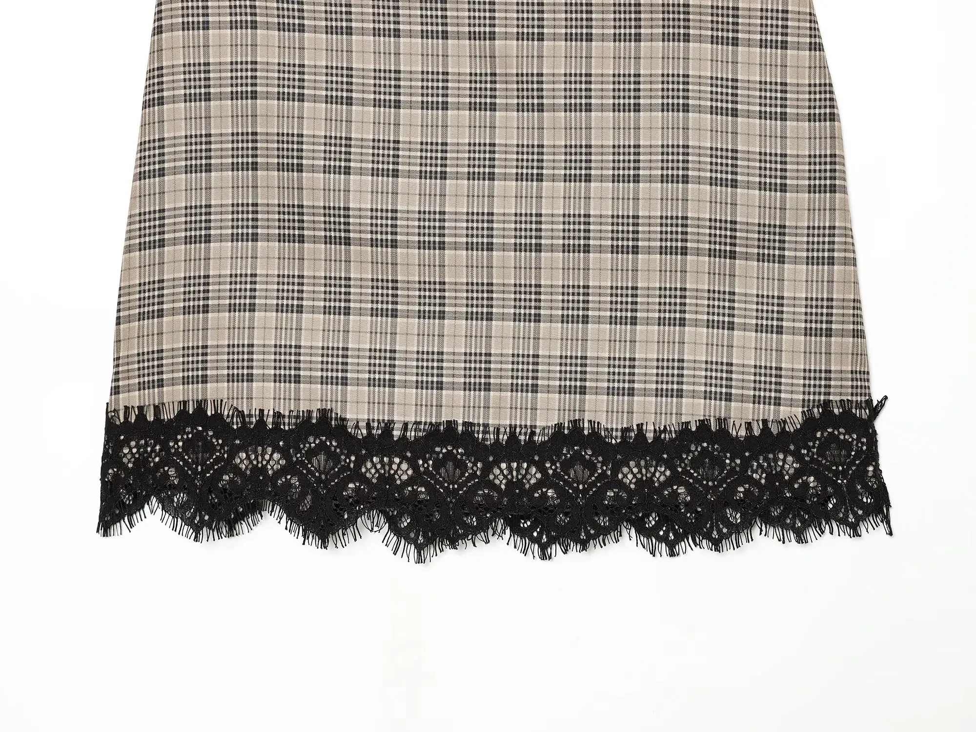 KONDALA Damen Elegante Karo-Mini-Culottes Vintage High-Street-Shorts-Röcke 2026 Frühherbst Trendiger Freizeitrock mit Spitzenbesatz – Detail 6
