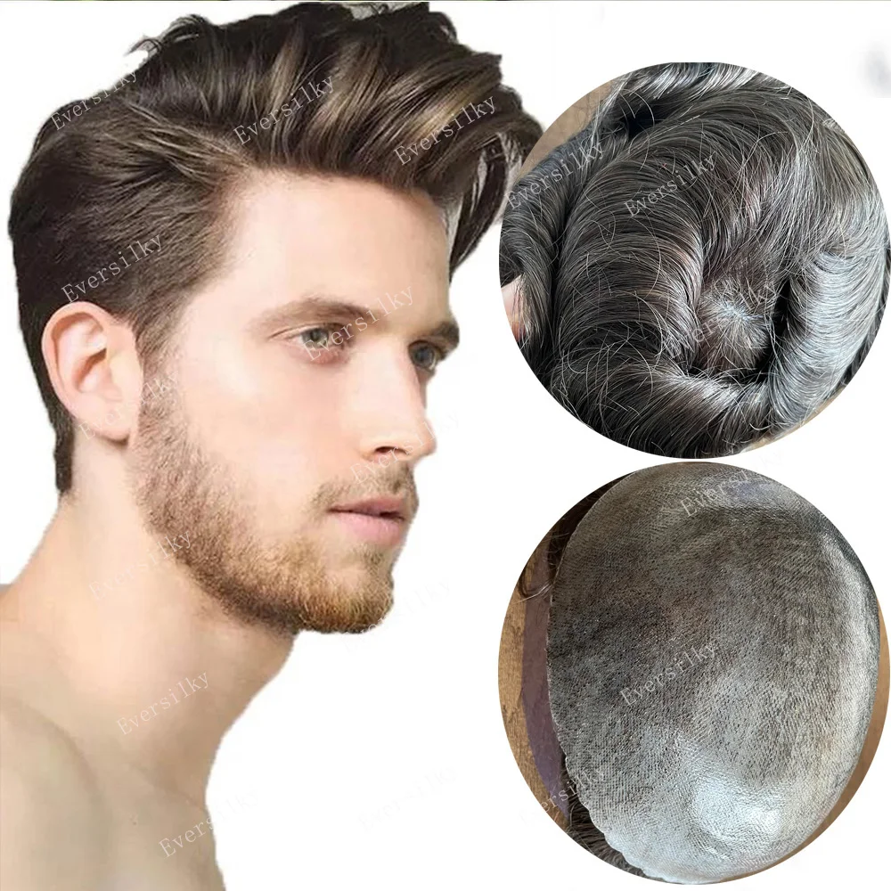 

Natural Hairline Brown Blonde Black Super Durable Mens Toupee Thin Skin Full PU Microskin Capillary Prosthesis Human Hair Wig