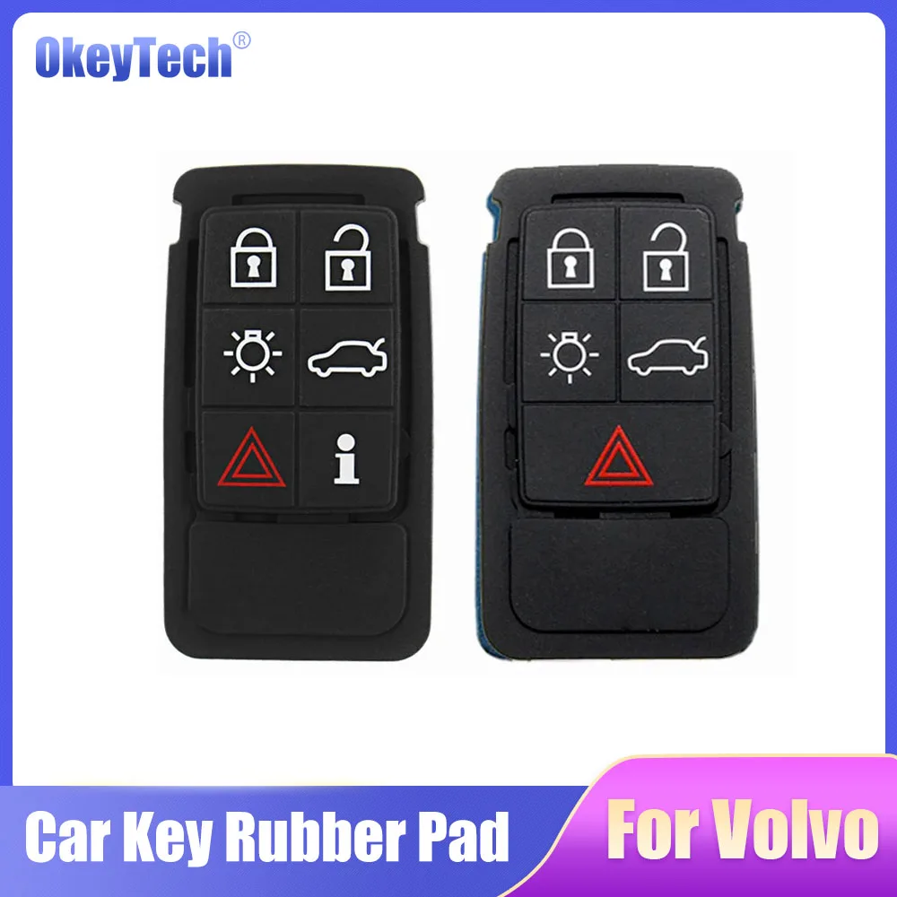 

OkeyTech Smart Key Pad Replacement Silicone Car Key Case for Volvo S60 V60 S70 V70 XC60 XC70 Repair Rubber Mat 5 6 Button