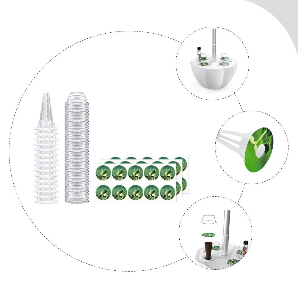

1 комплект гидропонных корзин для выращивания с прозрачными куполами влажности, этикетки для внутреннего сада, стартовый комплект, садовая корзина, корзины для выращивания