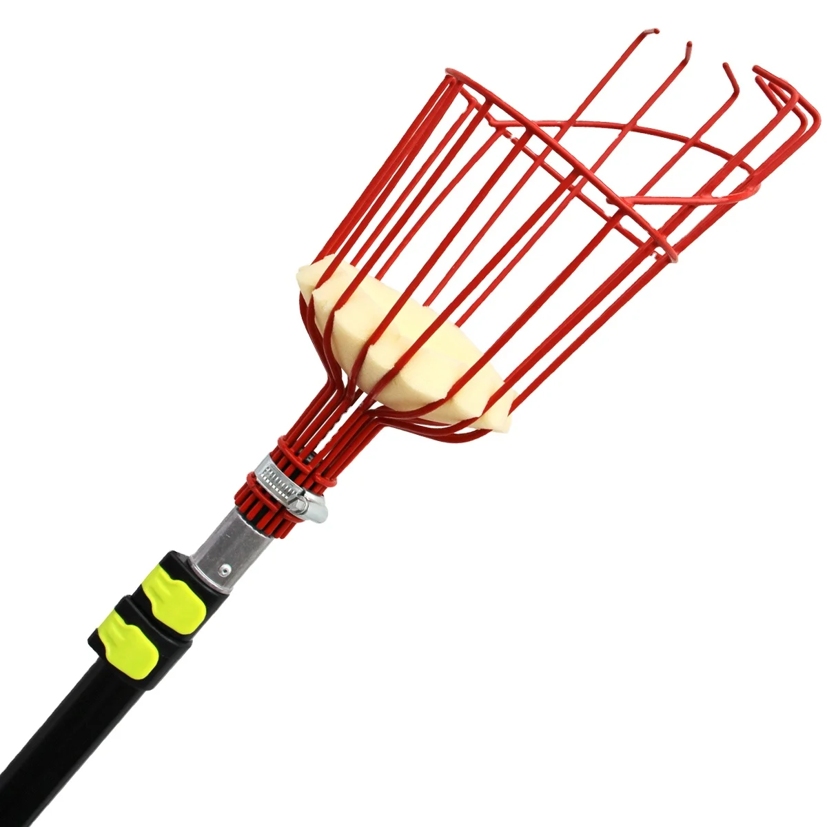 Pole 3-section Flip Lock Manual Fruit Picker Harvest Basket For 18ft 5.4m Adjustable Aluminum Telescopic