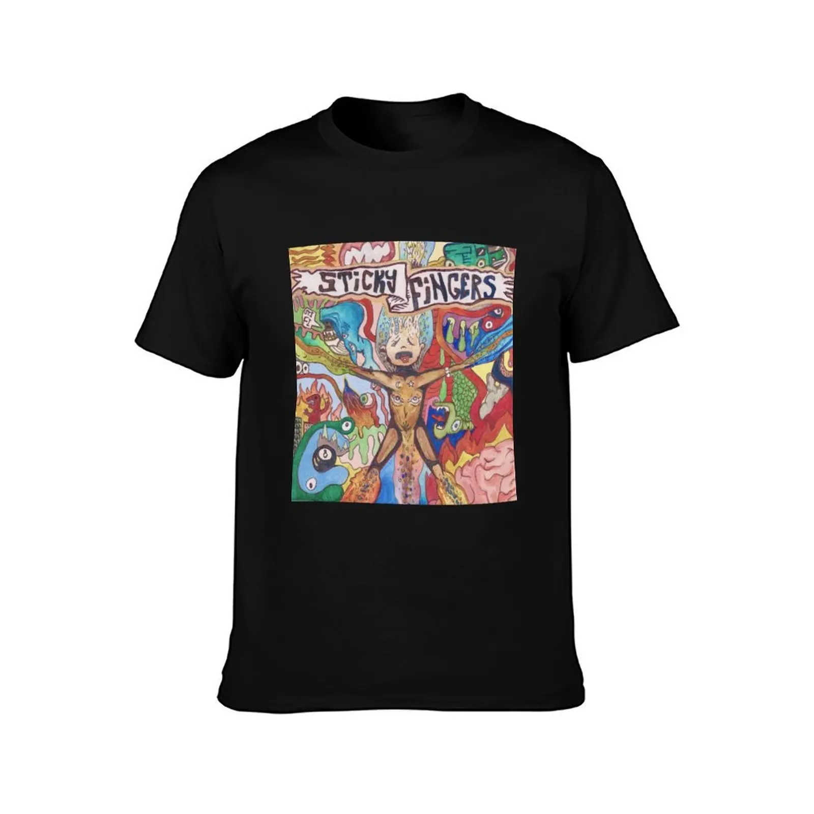 Sticky Fingers Caress Your Soul inspired artwork T-Shirt, Summer Casual Cotton Tee, Oversized Streetwear Tops, Unisex Men Women