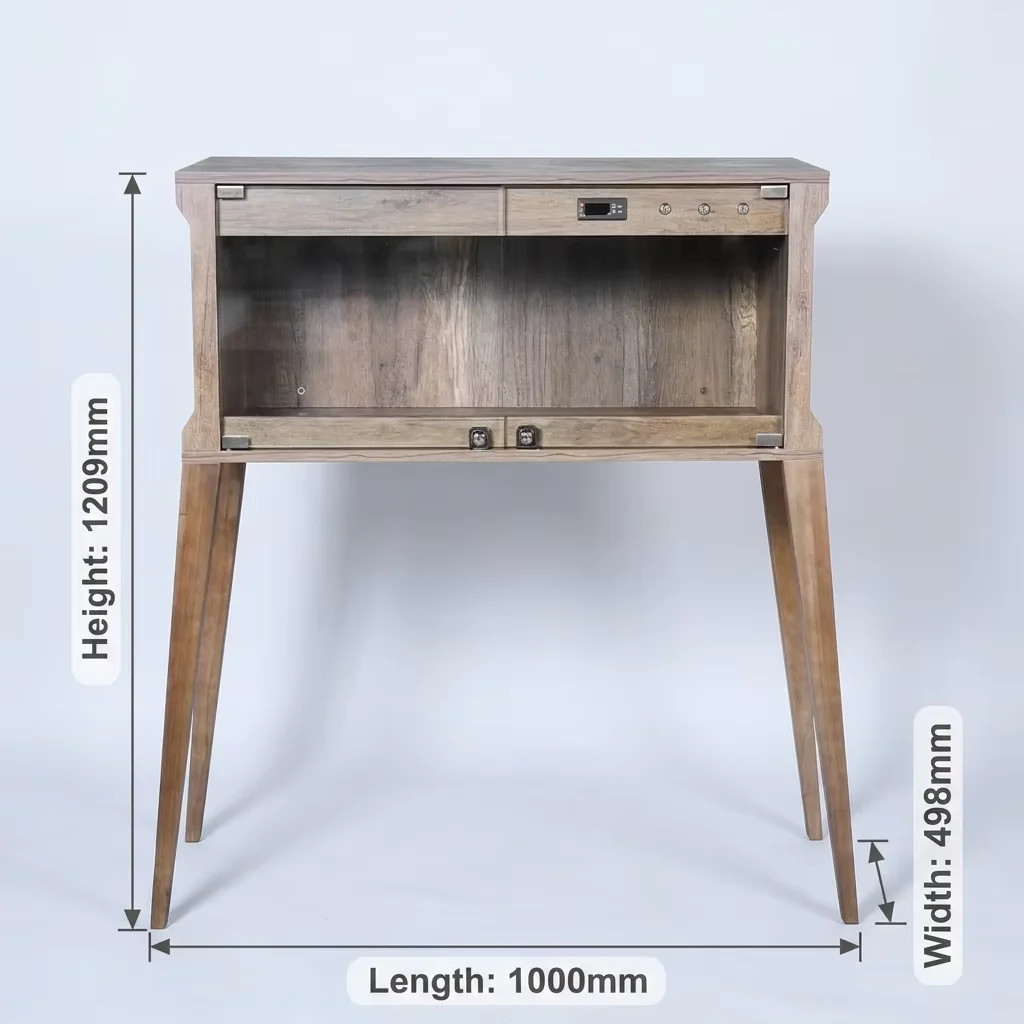 Wine Cabinet Style Wooden Smart Digital Reptile Vivarium, Temperature Humidity Control, Large Glass Terrarium for Bearded Dragon