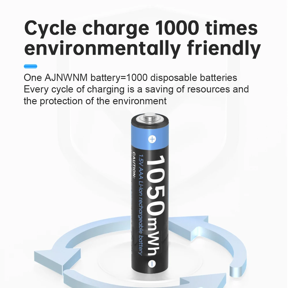 Оригинальная перезаряжаемая батарея AAA 1,5 В, 1050 мАч, 1,5 В, литий-ионная батарея AAA с зарядным устройством для батареи 1,5 В AAA