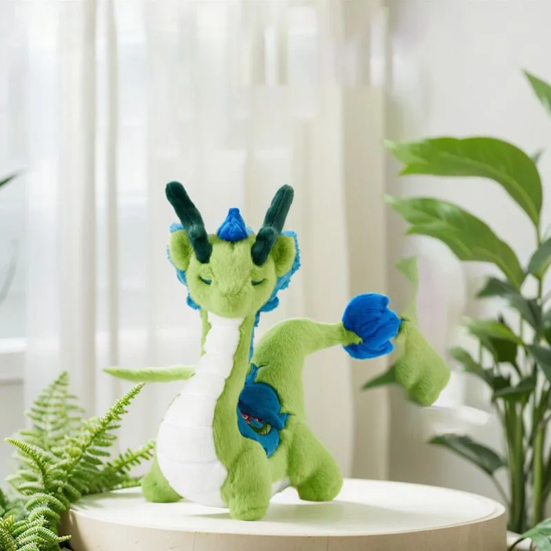 

Cute Dragon Plush Toy Soft Stuffed Animal with Embroidery for Kids Birthday Creativity Gift Bedtime Companion Home Decor Pillow