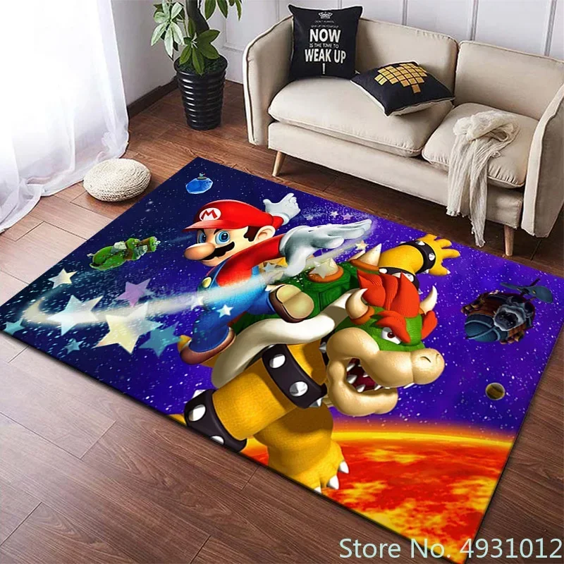 Tapis de dessin animé Super Mario Anime pour enfants, impression 3D créative, salon, chambre à coucher, décoration lea, antidérapant, polymères inoling