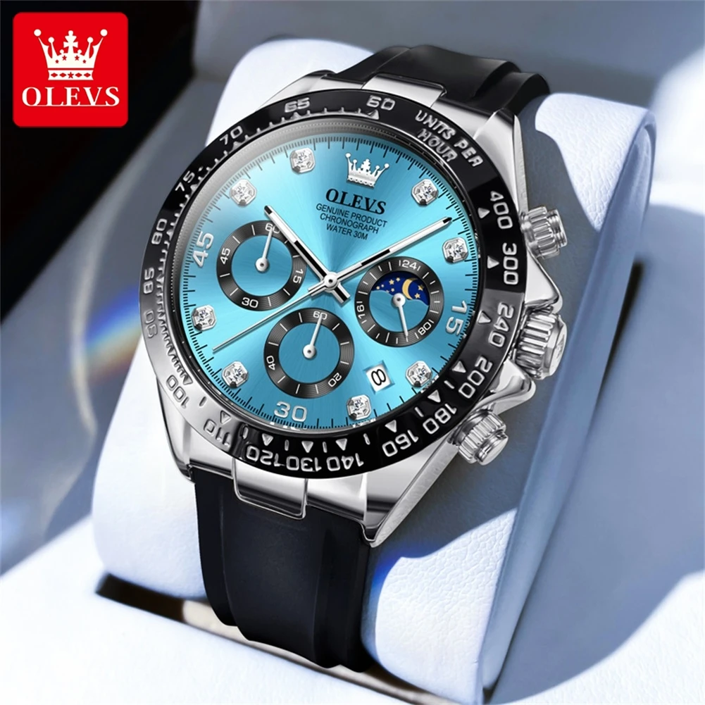 Men's Moon Phase Quartz Watch, Waterproof Classic Design