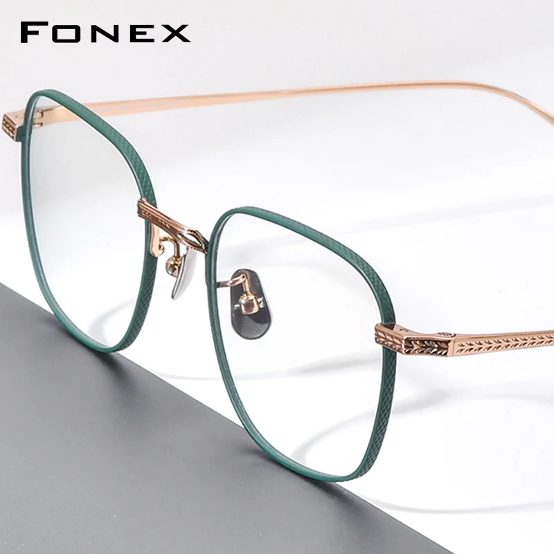 FONEX Titanium Eyeglasses Frame Women Trendy Brand Design Vintage Retro Square Glasses Men Japanese Ultralight Eyewear N015R