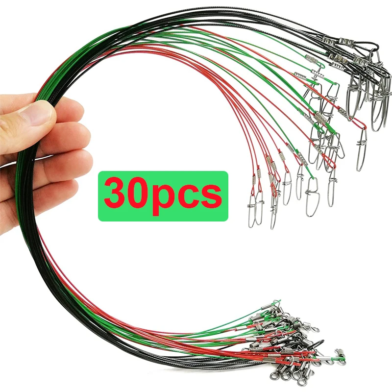 30pcs 50cm Sea Fishing Steel Wire Leader Line 125LB Big Size Anti-bite Fishing-line Tuna Carp Fishing Lure Tackle Equipment