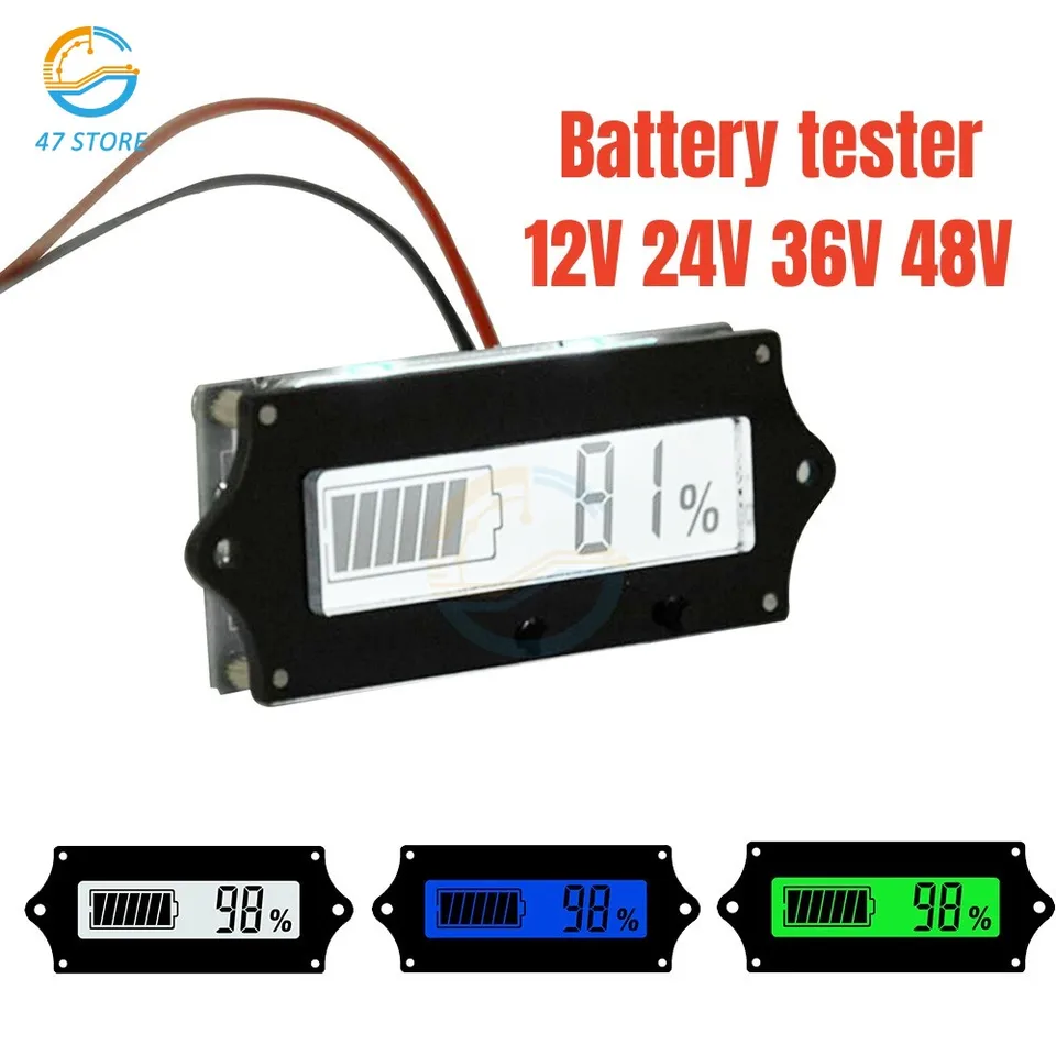 Indicateur Batterie LCD 12V – Voltmètre + Pourcentage + Température Pour Li-ion, LiFePO4, Plomb – Affichage Couleur
