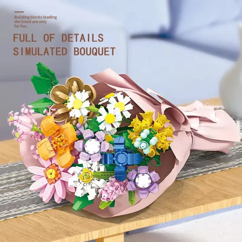 Eternal Flower Building Blocks Diy Assembly Games Mini Bricks Simulation Plastic Model Home Decoration Children Puzzle Toy