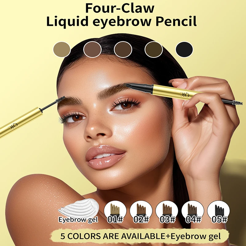 

QIC новый жидкий карандаш для бровей с четырьмя вилками, крем для фиксации бровей, водостойкий двусторонний 2-в-1, карандаш для бровей, гель для макияжа