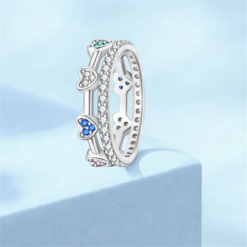 

925 Sterling Silver Funny Little Heart Ring Sparkling CZ Zircon For Women Friend Fine Birthday Wedding Anniversary Jewelry Gifts