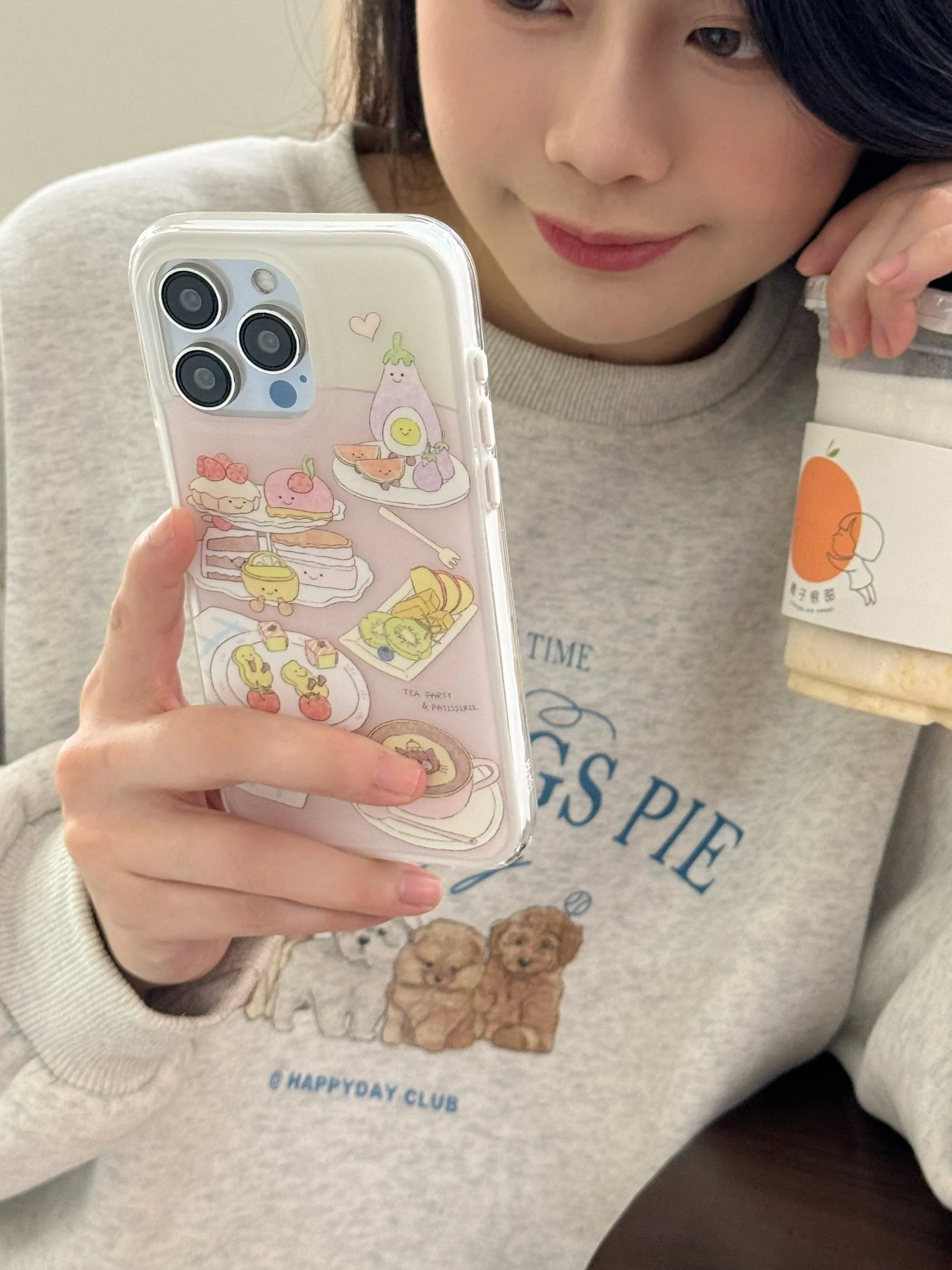 Korean INS Fruits Cake Snacks Pattern Double Layers IMD Phone Case for iPhone 15 14 13 11 Pro Max Plus Back Cover for 12 Pro Max image 4