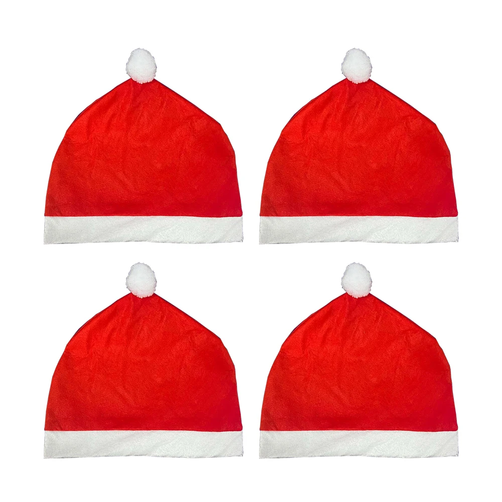 suitable for most car headrest sizes Car Accessories 4PCS Santa Claus Hat Car Seat Headrest Cover Cloth Red, White
