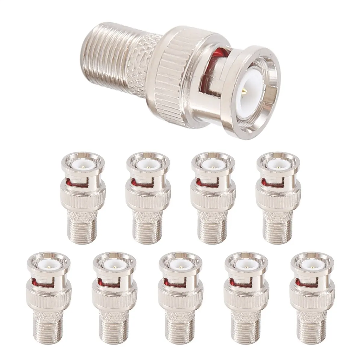 Delighted- BNC Male to F Female CCTV Camera Coax Cable Connector (Pack of 10)