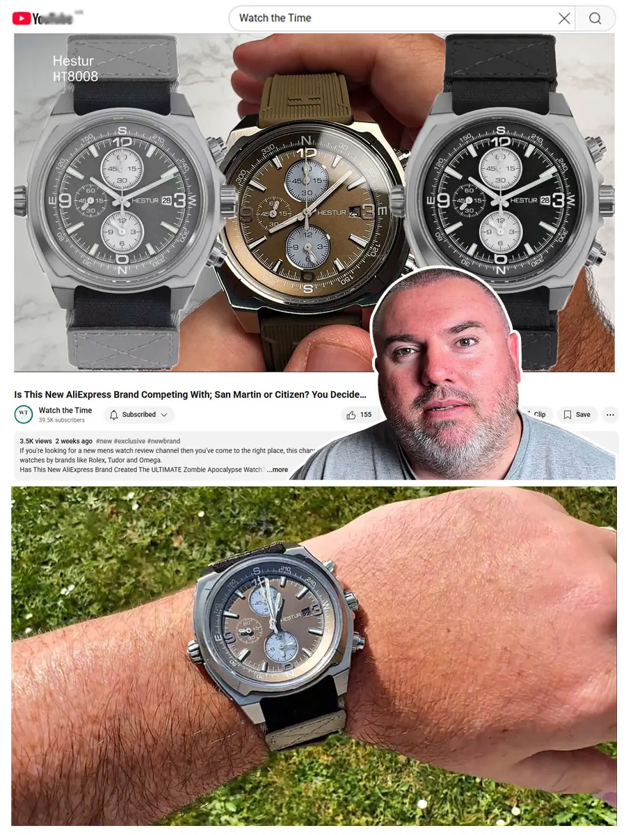 Hestur Men's Military Tactical Quartz Watch 44.5mm, Solar, Chronograph, Titanium Case, Field Wrist Watch, Sapphire, Date, 150bar