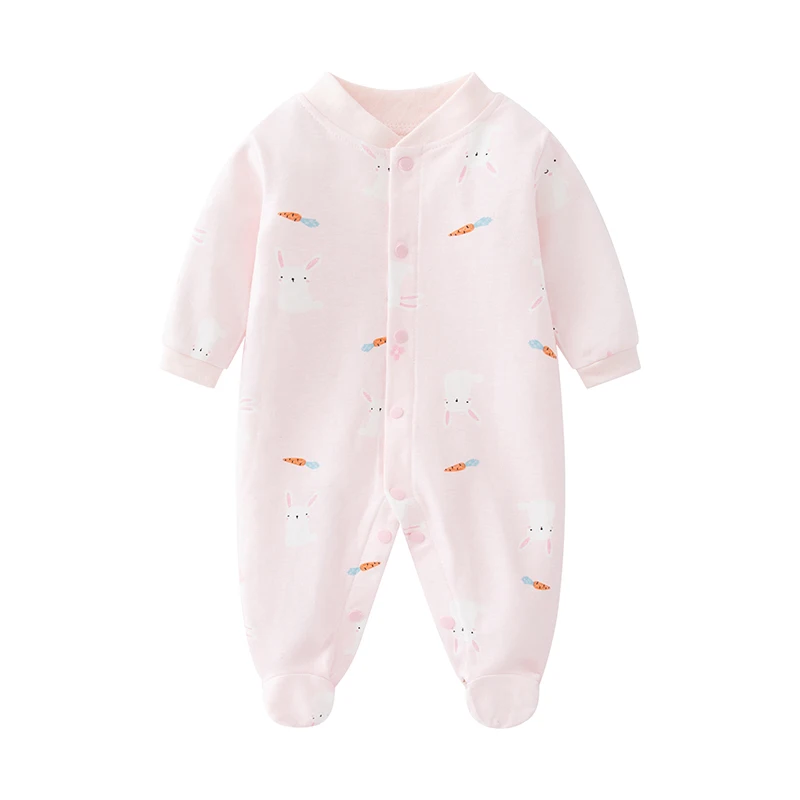 Baby's Long-Sleeved Jumpsuit, Pure Cotton, Newborn Pajamas, Baby Girl Clothes, Foot Covering Suit, Spring and Summer