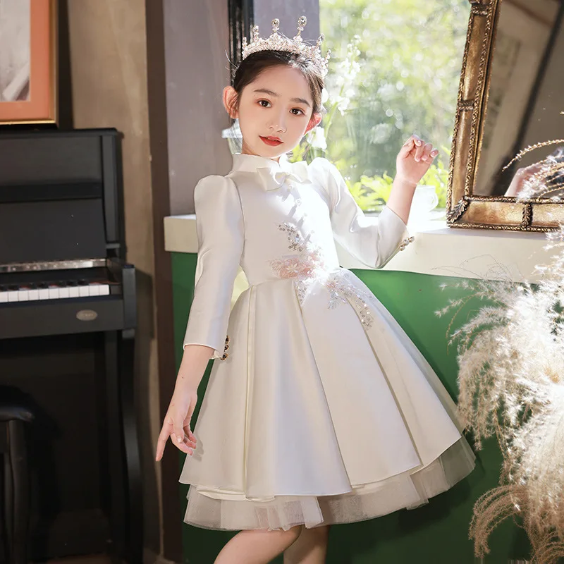 

Girls Princess Dress High-end Flower Girl Wedding Little Girl Dress Children's Piano Performance Dress Host Guofeng Birthday