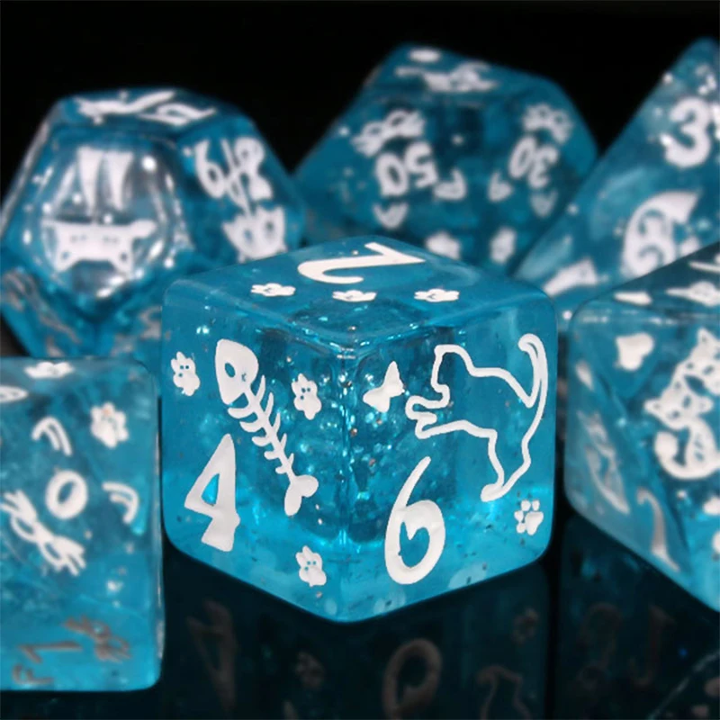 7 Pcs of New Double Colors Dice Polyhedral Gold Font Digital Dices Kit for TRPG RPG D20 D12 D10 D8 D6 D4 Table Game Kids Toy
